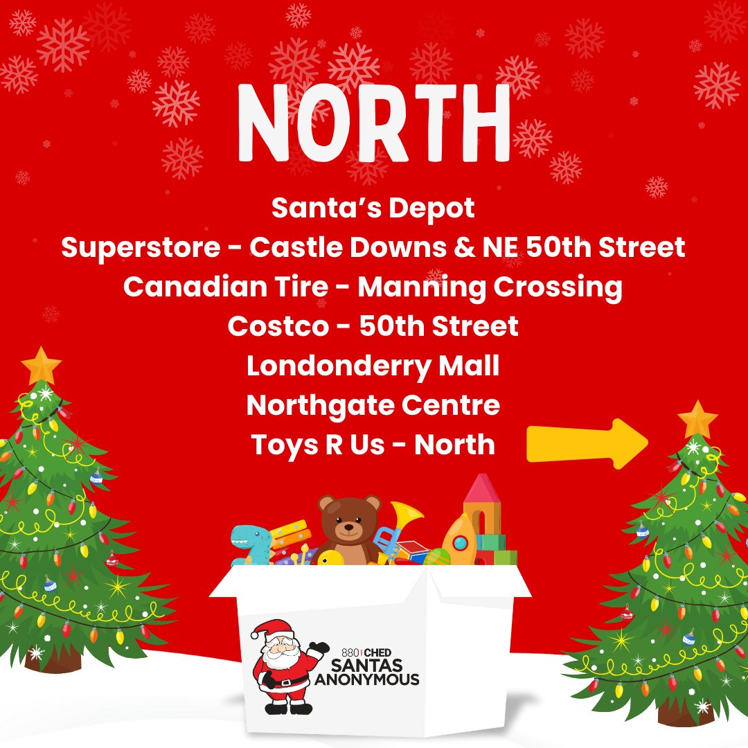 SantasAnonymous's tweet photo. Help create Christmas morning magic for Edmonton kids this holiday season by dropping toys in our donation boxes located around the city!!πβ¨
#SpreadTheMagic #YEG https://t.co/KfTNbtgqrq