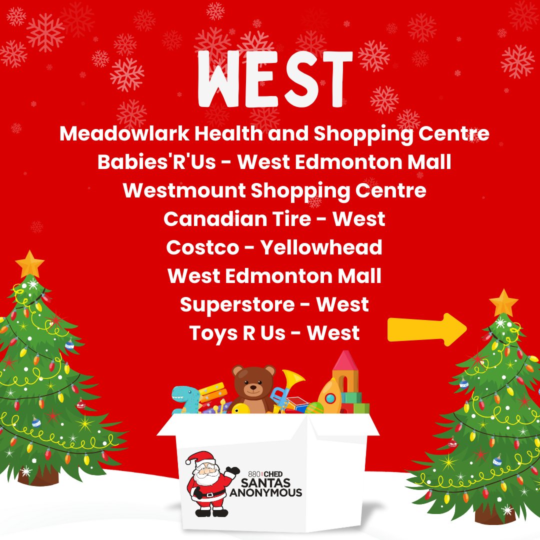 SantasAnonymous's tweet photo. Help create Christmas morning magic for Edmonton kids this holiday season by dropping toys in our donation boxes located around the city!!πβ¨
#SpreadTheMagic #YEG https://t.co/KfTNbtgqrq
