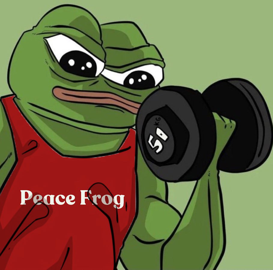 PFROGcoin's tweet photo. Let's make peace 🕊️ 
@Matt_Furie knowing peace frog gives a lot more sense to @pepecoineth . Stronger effect, a Peace symbol.
$Pfrog #PeaceFrog #PEPE https://t.co/r9SaSfv1sj