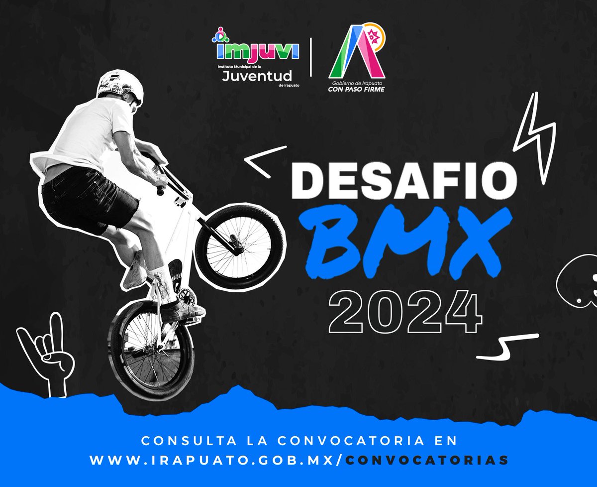 imjuvi's tweet photo. ¿Te atreves a enfrentar el desafío BMX 2024? Pon a prueba tus habilidades y alcanza nuevas alturas. ¡Adrenalina, diversión y grandes premios te esperan! 🚴‍♂️💙

Consulta la convocatória 👉🏻 https://t.co/Pl0REYHGPt

#AquíEsIrapuato #ConPasoFirme https://t.co/0mXpU3Lcpf