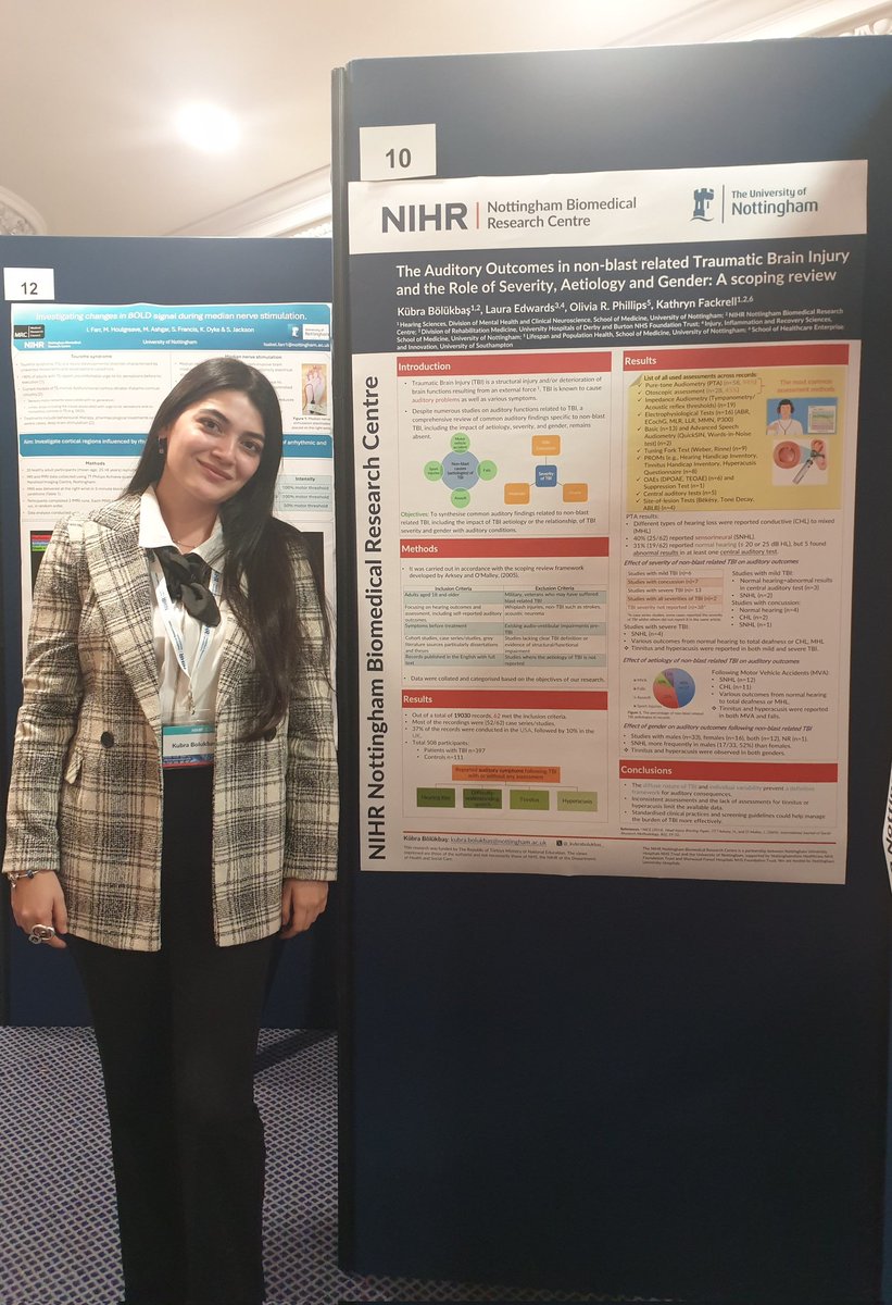 Kübra Bölükbaş (@_kubrabolukbas_) on Twitter photo From NIHR Nottingham BRC conference with my poster presenting the latest updated database of our scoping review about TBI and auditory outcomes <a href="/NottmBRC/">NIHR Nottingham BRC</a> #Conference2024 <a href="/hearingnihr/">Nottingham Biomedical Research Centre, Hearing</a> <a href="/UoNHearSci/">Nottingham University Hearing Sciences</a> From NIHR Nottingham BRC conference with my poster presenting the latest updated database of our scoping review about TBI and auditory outcomes <a href="/NottmBRC/">NIHR Nottingham BRC</a> #Conference2024 <a href="/hearingnihr/">Nottingham Biomedical Research Centre, Hearing</a> <a href="/UoNHearSci/">Nottingham University Hearing Sciences</a>