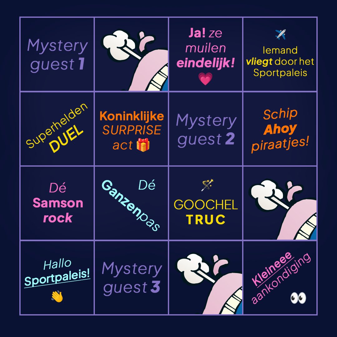 Klaar voor het feestje van het jaar?! Hier is jouw bingokaart voor de Studio 100 SingAlong! 🤩🥳