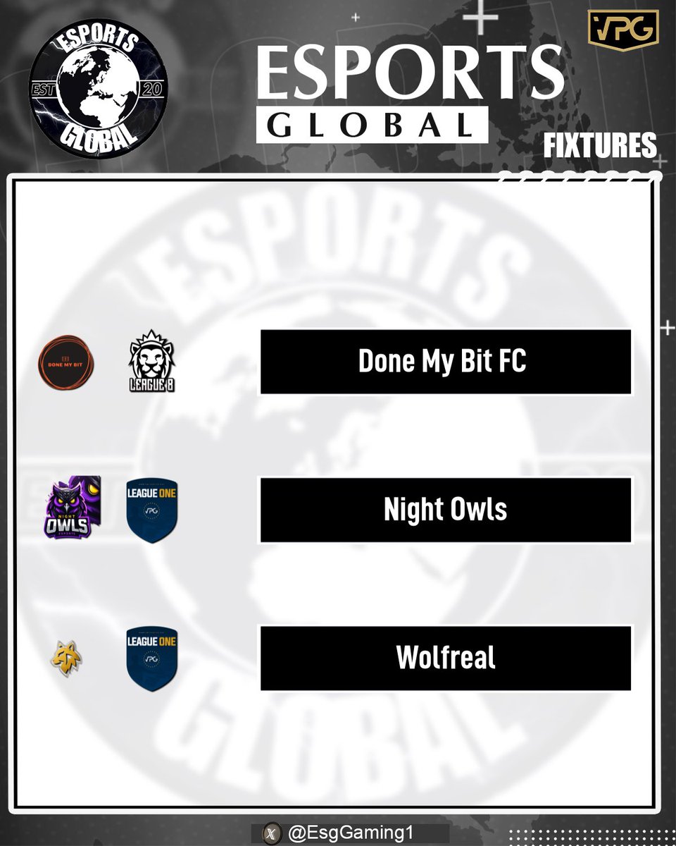 Aaronafc1234's tweet photo. And we are back for another night in @OfficialVPG ⚽️ 

Going live on @Twitch from 8:15pm   for 3 league games 📺

Teamsheet. stream link and fixtures below 👇 

@VPGEurope @VPGUK 

https://t.co/ck3oKKwlX6 

#esportsglobal #esggaming #esg #vpg #esports #eafc25 #proclubs https://t.co/hTKg0wgIu8