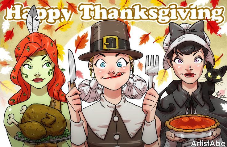 DCPostsArchive's tweet photo. Happy Thanksgiving 🦃 
Harley Quinn, Poison Ivy &amp; Catwoman by artistabe // #dccomics https://t.co/qcdCsqlRik