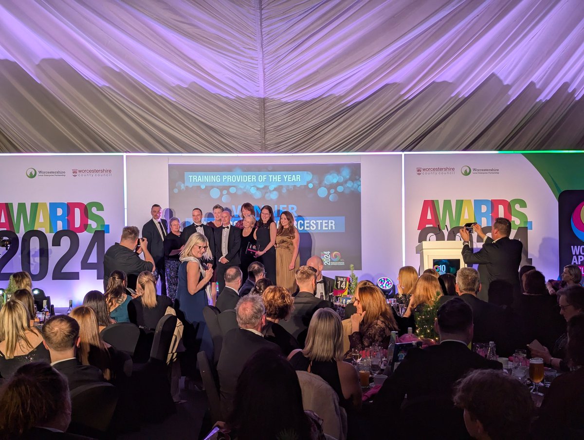 Worcsapprenticeships (@worcsapprentice) on Twitter photo Our second award of the evening is Training Provider of the Year!
And the award goes too... <a href="/worcester_uni/">University of Worcester</a>!
Congratulations to the team and well done to all of our fantastic training providers in the county!
Thank you to our sponsor for this award <a href="/PhostersFM/">Phosters FM Ltd</a> Our second award of the evening is Training Provider of the Year!
And the award goes too... <a href="/worcester_uni/">University of Worcester</a>!
Congratulations to the team and well done to all of our fantastic training providers in the county!
Thank you to our sponsor for this award <a href="/PhostersFM/">Phosters FM Ltd</a>