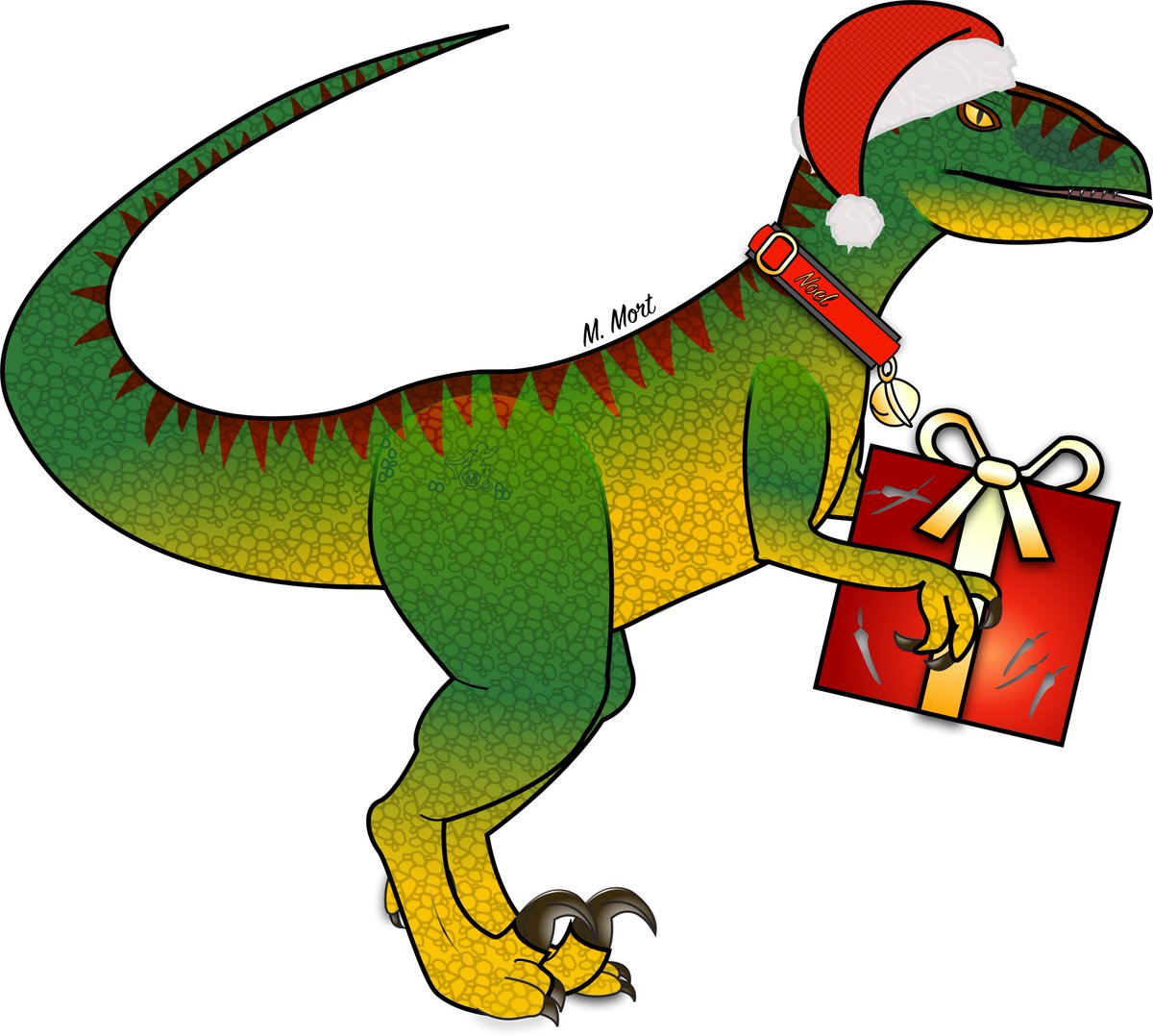 Get into the holiday season #Jurassic style with my newest design: Noel The Christmas Raptor. She’s clever and festive! Available on <a href="/TeePublic/">TeePublic</a> now! 

Link: teepublic.com/t-shirt/689041…
