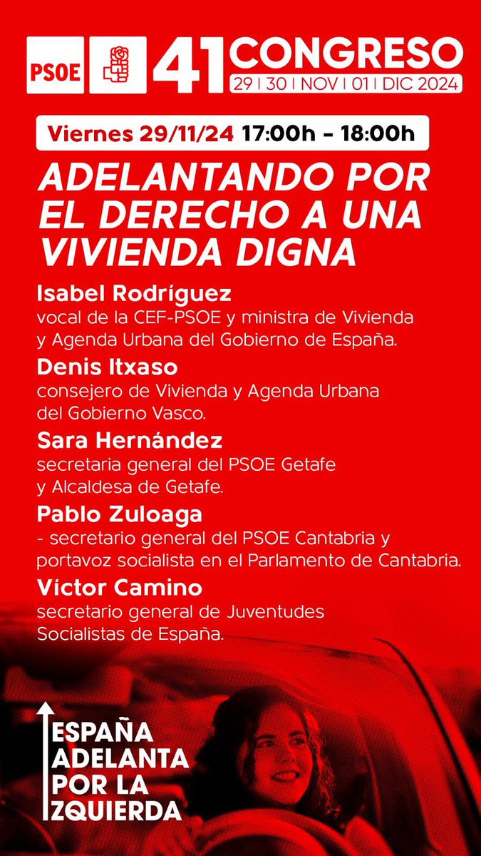 PsoeGetafe's tweet photo. El viernes en el #41CongresoPSOE @sara_heba Adelantando por el derecho a una #vivienda digna 🌹

#Españaadelantaporlaizquierda #PSOEGetafe #PSOE https://t.co/n2ricfTSmQ