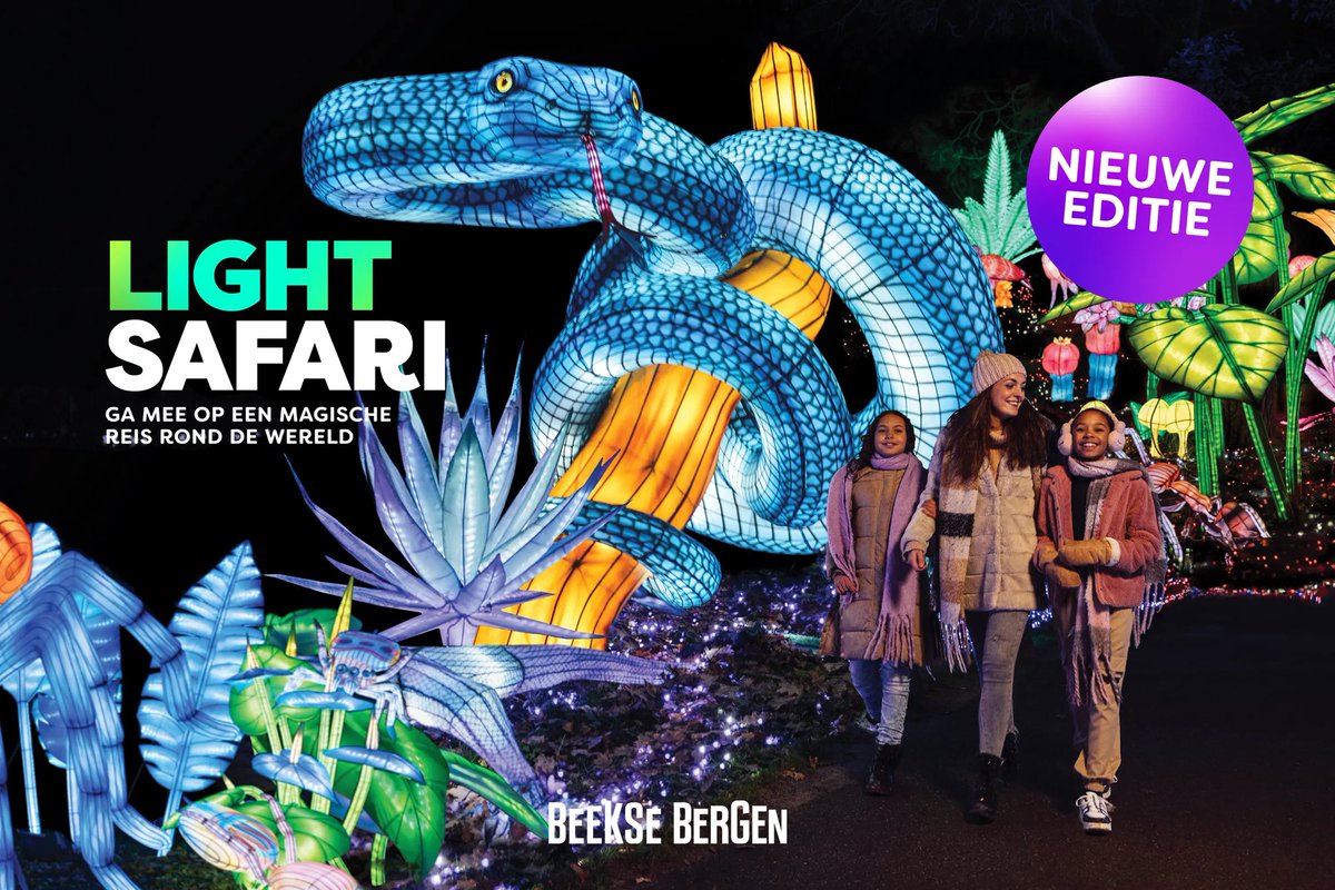 Pretparkreizen's tweet photo. Dit jaar presenteert Safaripark Beekse Bergen van 28 november tot en met 9 maart een nieuwe editie van Light Safari met een nieuw thema. Dit is alweer de tweede editie, nadat er vorig jaar meer dan 100.000 bezoekers op afkwamen.

Meer op: https://t.co/HjRzBvQRDu https://t.co/v63fB9XvRS