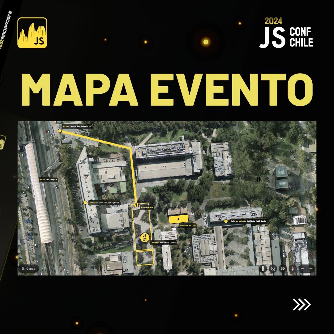 jsconfcl's tweet image. 📍 ¿Cómo llegar a la JSConf Chile 2024?
Nos vemos en el Complejo Andrónico Luksic, ubicado en:
📍 Vicuña Mackenna 4860, Santiago, Chile
👉 ¡Es muy fácil llegar!
Estamos a solo unos pasos de la estación de metro San Joaquín (Línea 5). 🚇
