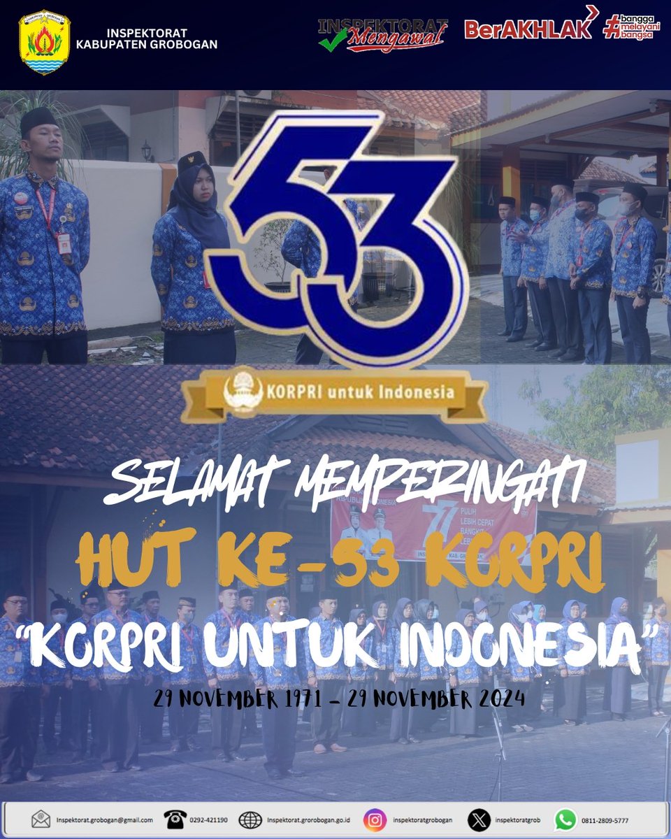 inspektoratgrob's tweet image. HUT Ke 53 KORPRI 29 November 2024.
&quot;KORPRI UNTUK INDONESIA&quot;
@MochSusilo1
#korpri #korpriuntukindonesia #apip #inspektoratdaerah #groboganbersemi