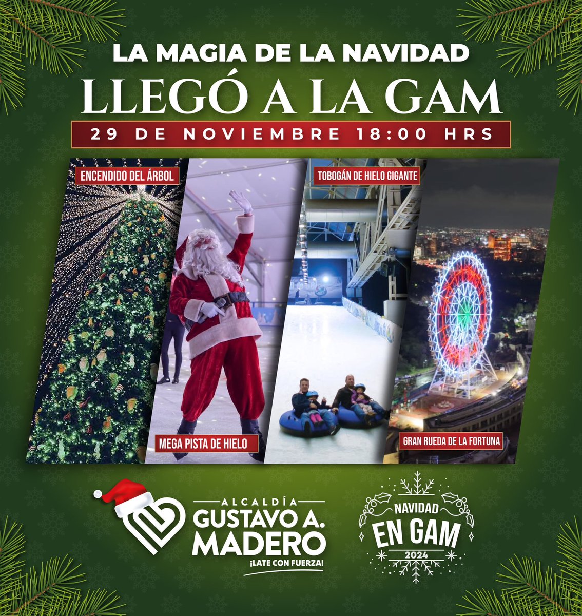 yancolozano's tweet photo. 🎄✨ ¡Ven y vive la magia de la Navidad! ✨🎄

@TuAlcaldiaGAM , te invita al encendido del Árbol y la inauguración de la Villa Navideña🎁

📍 Lugar: Explanada de la Alcaldia GAM
⏰ Hora: 17:30 PM
📅 Fecha: Viernes 29 de noviembre 2024 https://t.co/dsjMM1FWpX