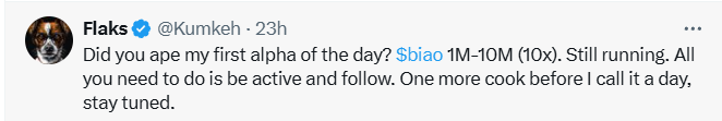 Kumkeh's tweet photo. And now $Biao is at 25m after touching 40. We cooked https://t.co/UBEKRuaYIK