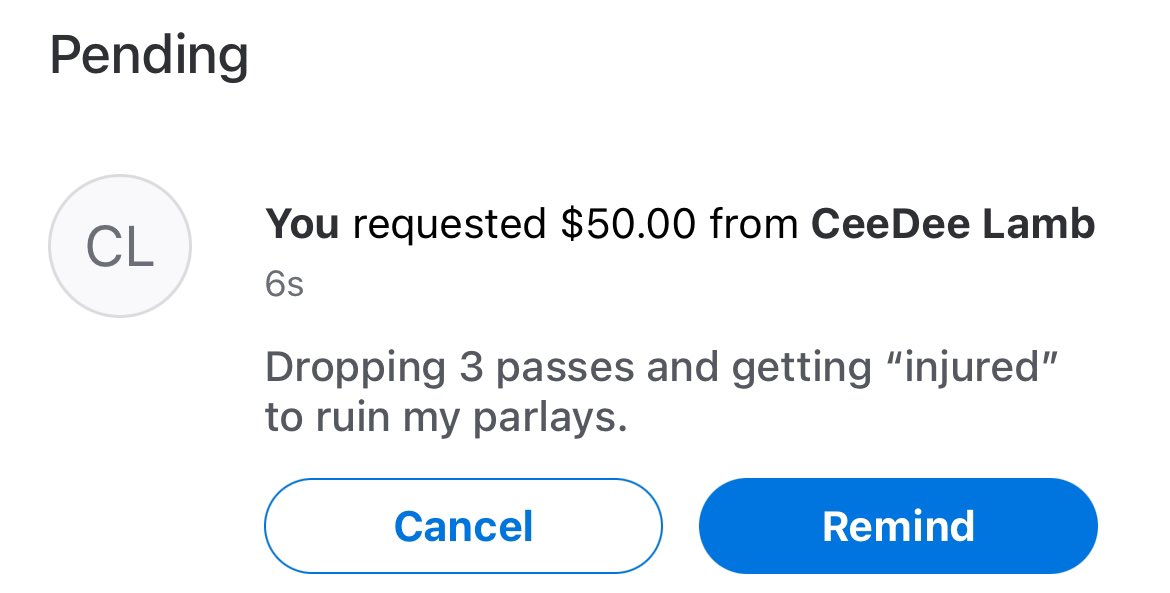 DanGurgo's tweet photo. Hope I found the right CeeDee Lamb on Venmo. https://t.co/SatP3Sf3Gv