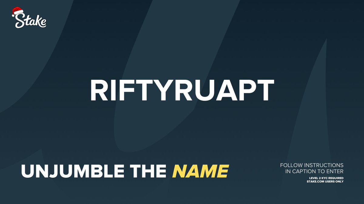 Unjumble the Game Name 🔠

Can you unjumble the below letters and work out which game name it is? 🧠

Comment your answer below alongside your username and we’ll randomly select 10 correct answers to win $100 of Stake Credit each 🤑