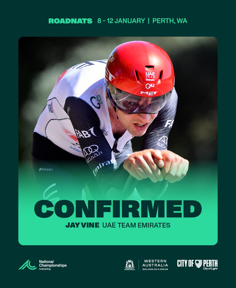 AusCycling's tweet image. Jay Vine has his eyes on the Nationals crown! ✨

The Vuelta KOM winner is the latest star confirmed for #RoadNats25.

🇦🇺 See what the 2023 time trial champion has to say: roadnationals.org.au/news/jay-vine-…