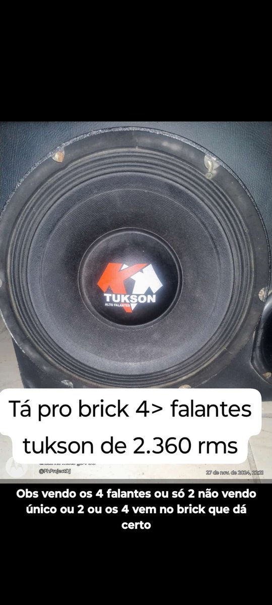 PhprojectDj's tweet photo. Rapaziada que curte som automotivo 
Chama nas nota 💵💰 
Atenção 
Vendo 4 falantes da Tukson 
2.360 RMS cada um 
Valor 2.500R$
Ou  só 2 por 1.250R$
Chama que dá brick https://t.co/fnaKKlZpUR