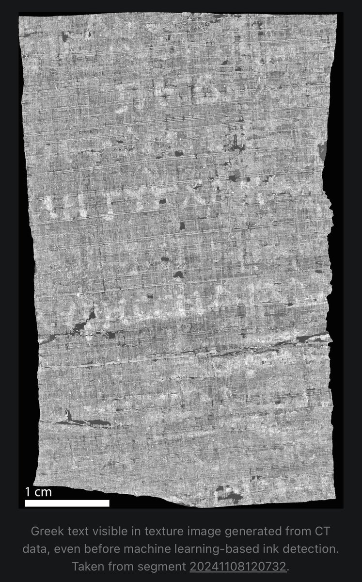 theo_nash's tweet photo. Letters have been detected in a newly scanned and digitally unrolled papyrus from Herculaneum, P.Herc.172: https://t.co/6y9LFwLRzB