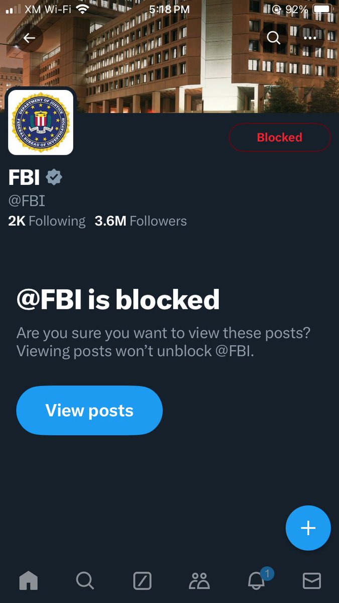 Uh, when the hell did I block the fbi?