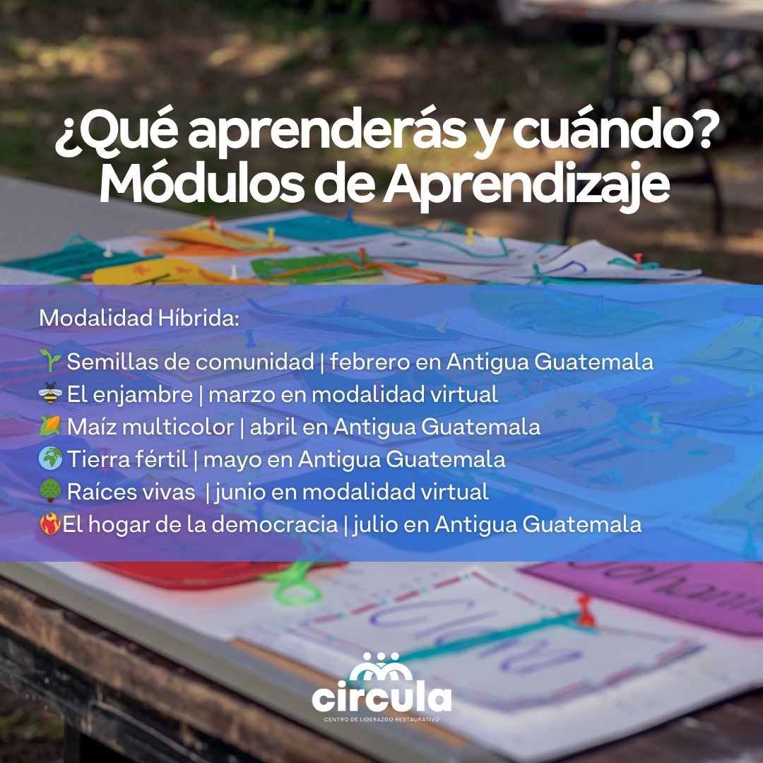 📣 Convocatoria Abierta: Diplomado en Liderazgo Restaurativo 🌻

¡Descubre un espacio para transformar tu liderazgo desde la autorreflexión y hacia la acción colectiva! 🍃 Diseña iniciativas resilientes, dignas y colaborativas.

📌 Más información: bit.ly/liderazgoresta…