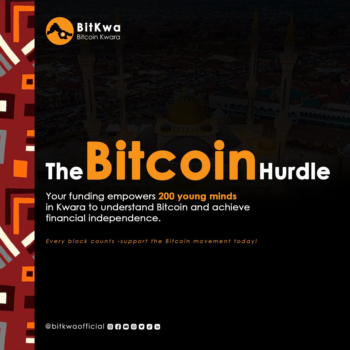 Help make this project happen! Check it out: geyser.fund/project/thebit…

<a href="/geyserfund/">Geyser ⚡️</a> <a href="/AfroBitcoinOrg/">Africa ₿itcoin Conference</a> <a href="/GorillaSats/">Gorilla Sats 🦍⚡️</a>
#thebitcoinhurdle #kwara #Bitcoin