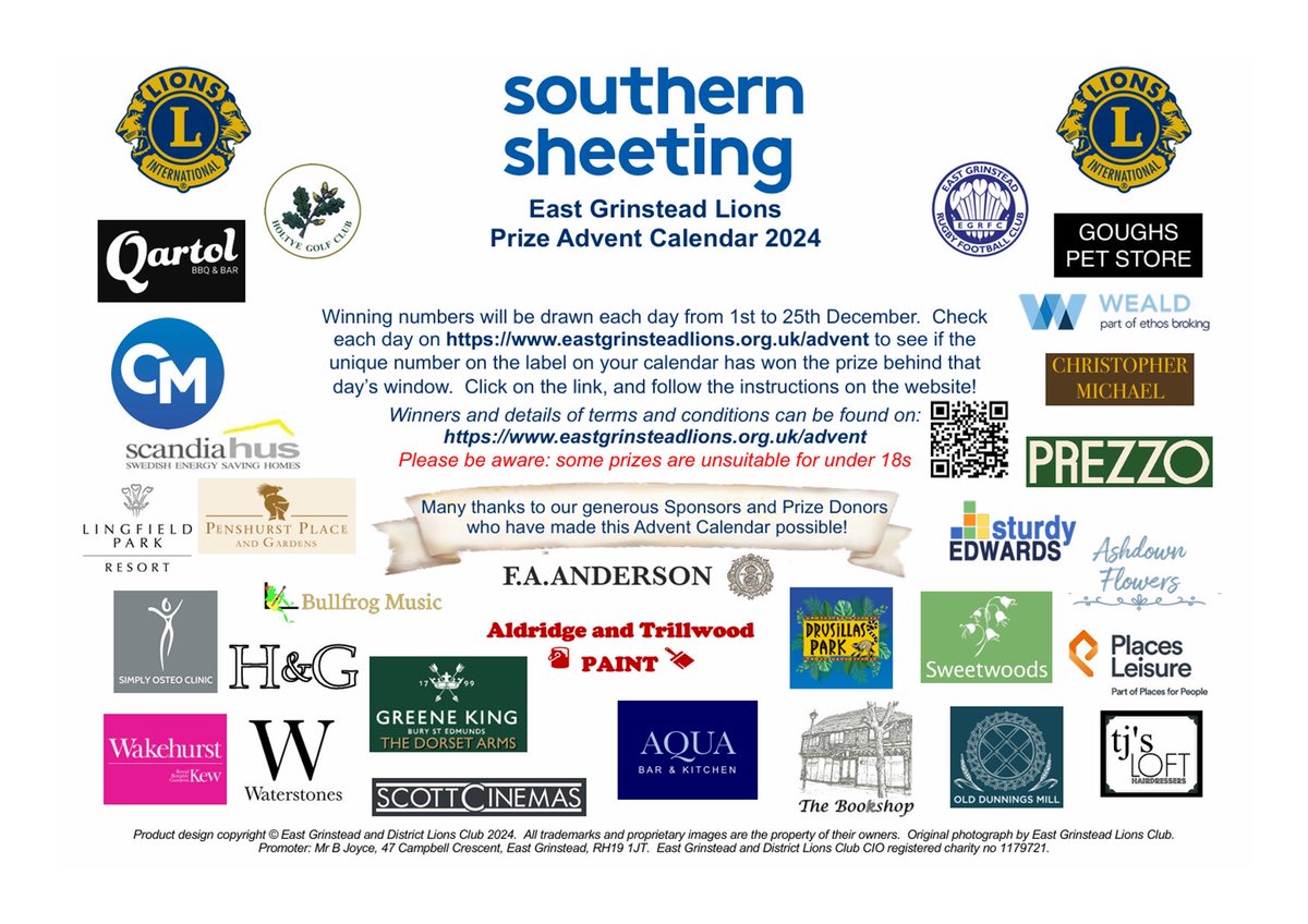 Hurry! You only have until 6pm on Saturday to order online!
Here are some of the wonderful prizes donated by our lovely local businesses
…t-grinstead-lions-club.sumupstore.com