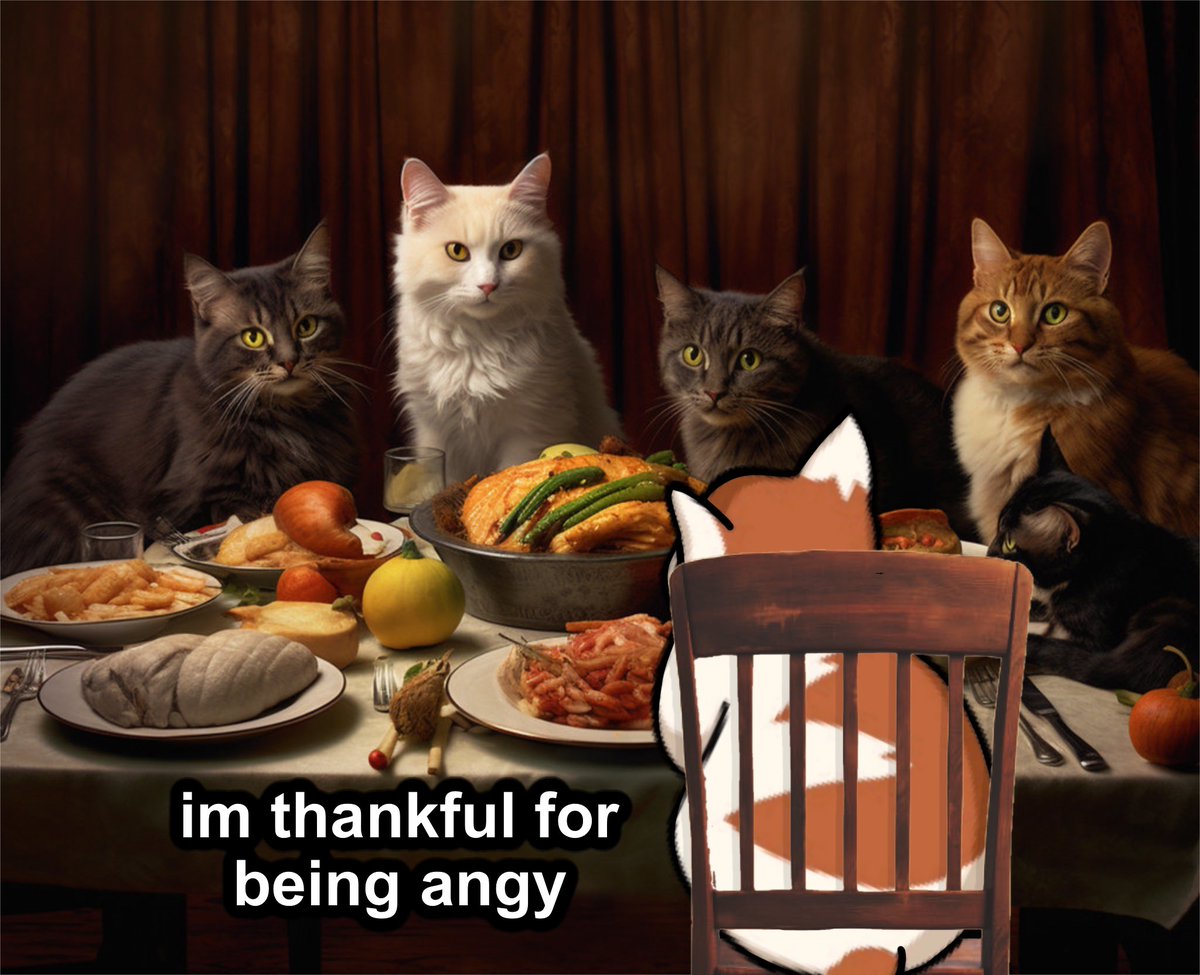 weareangyonsol's tweet photo. $Angy makes a plan with the crew at Thanksgiving dinner: How cats will soon take over the meme meta again... πΎβ¨ #AngyGang #CatTakeover #HappyThanksgiving
@Catsillyness @catshouldnt @swagcats_ @catsofinstagram @PostsOfCats https://t.co/R3Bu0Ud6h4