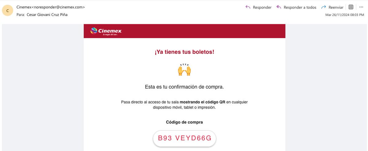 PinaDev96's tweet photo. Que paso con su seguridad @Cinemex @CAI_cinemex @ApoyoCinemex, me llego un correo de confirmación de una compra ¡¡¡QUE NO REALICE!!!, ya hice el reporte con @PayPalMexico y al parecer  me hicieron el reembolso, si no es por que reviso mi correo ni me doy cuenta. https://t.co/OQPVpGVu2Z