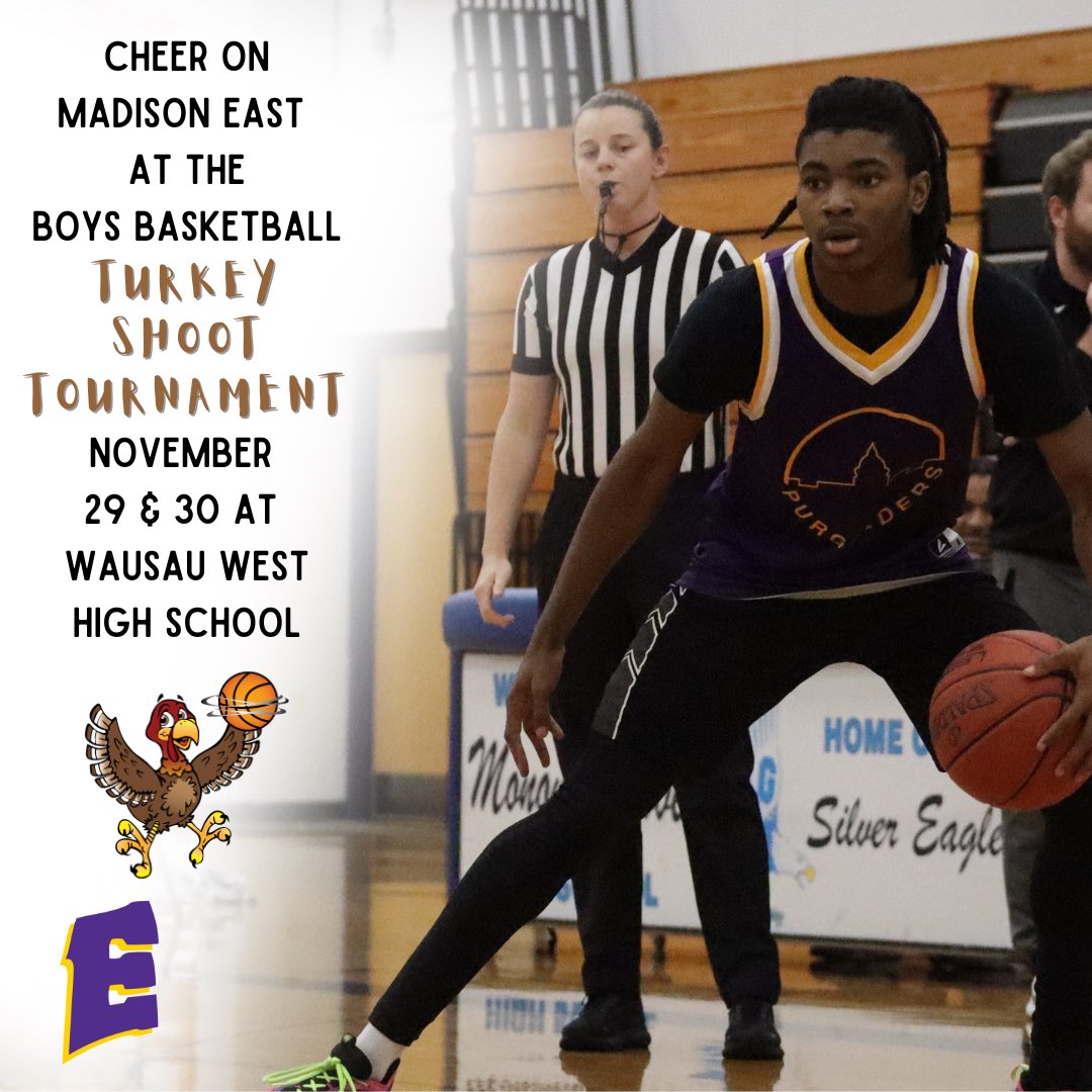 Happy Thanksgiving to our Eastside community!

We’re thankful that our season officially starts tomorrow with our first game at the Turkey Shoot Tournament at Wausau West High School. 🦃 🏀