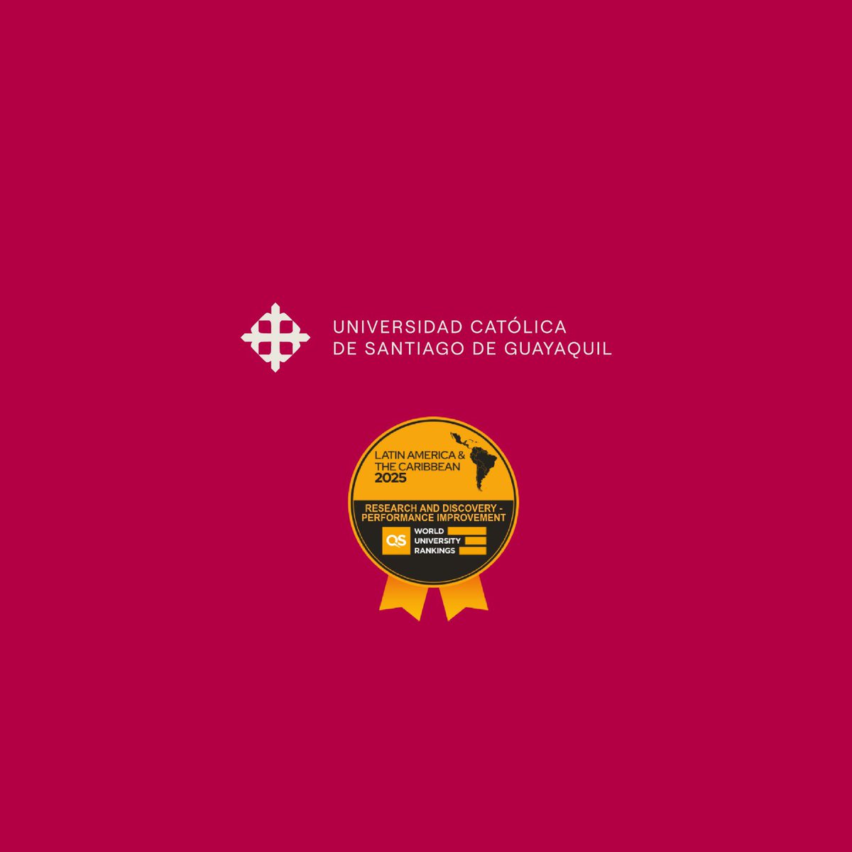 Somos la única universidad del Ecuador que recibió el reconocimiento en el QS World University Rankings 2025 por nuestro desempeño en Research and Discovery. 

En toda Latinoamérica, solo 6 de 437 universidades analizadas por QS obtuvieron esta insignia. 🎖️