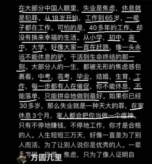 牛马一生，从头到尾疲于应付和奔忙，没有一刻安闲！