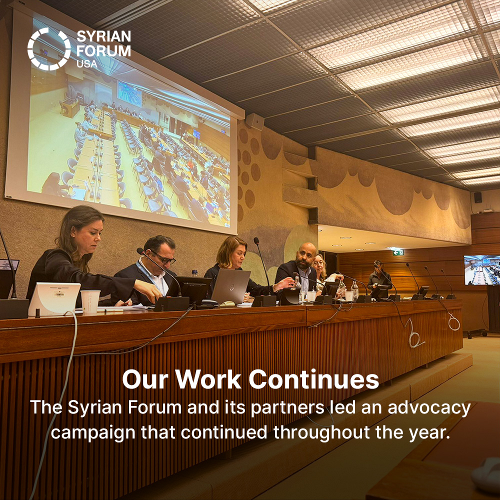 SyrianForumUSA's tweet image. The @SyrianForumUSA's efforts in the General Assembly resolution:

Strengthening the language of international justice for Syria.

#Syria #SyrianForumUSA #SupportSyria #ICC #UN #GeneralAssembly #advocacy #Syrian_revolution