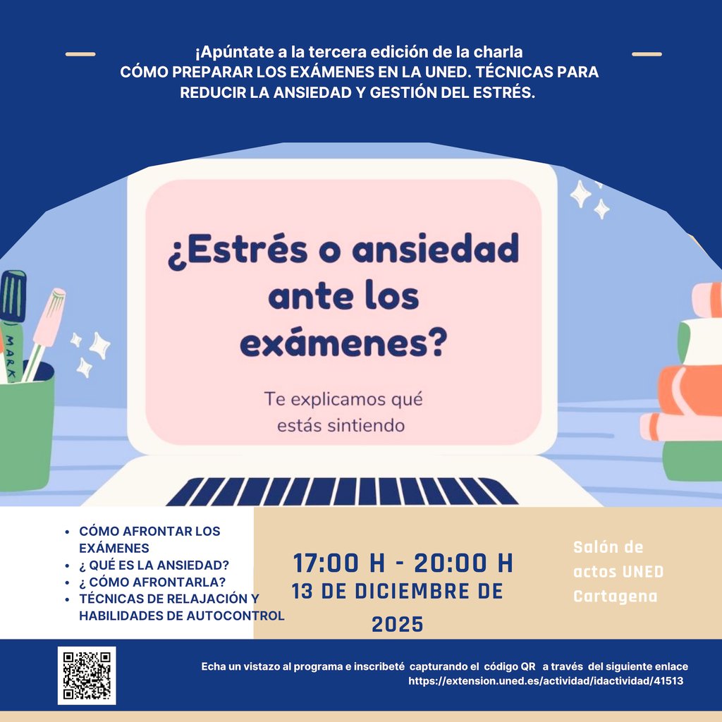 Charla gratuita para preparar los exámenes en la #UNED
Online o presencial:
extension.uned.es/actividad/idac…
#examenes