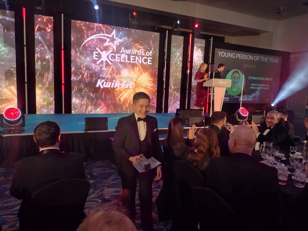 GWAAC's tweet photo. A huge congratulations to Ethan Ross-Smith who has won the Young Person of the Year Award at the #AAUKAwards! 🏆

This year, Ethan has helped keep our service flying by fundraising, volunteering and even taking part in promotional photoshoots with our crew.

Well done Ethan! 💚💙 https://t.co/QUWBsPlgSE