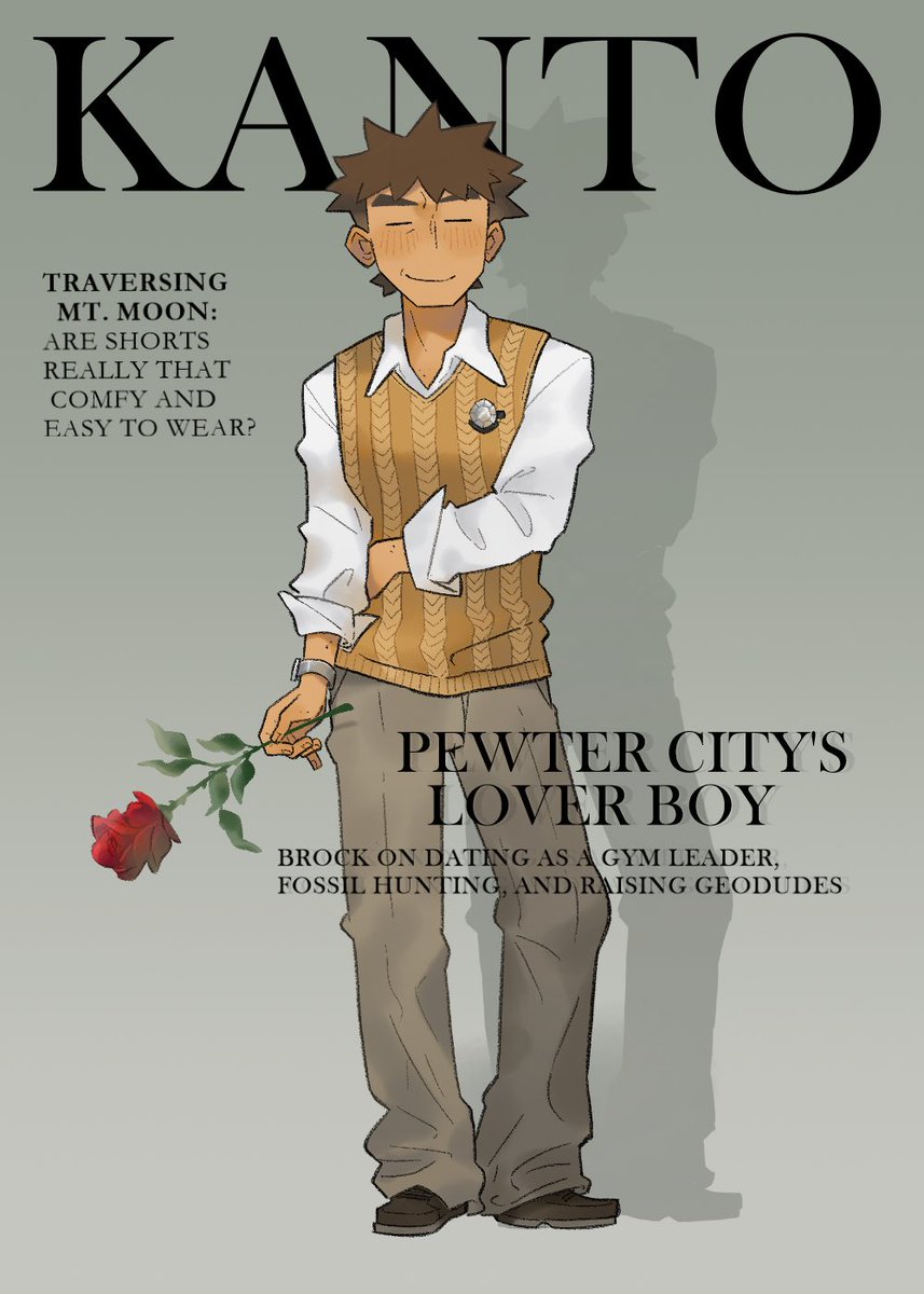 Since some people asked, I’m compiling a Kanto Gym Leader Magazine Covers, starting out with Brock 🪨