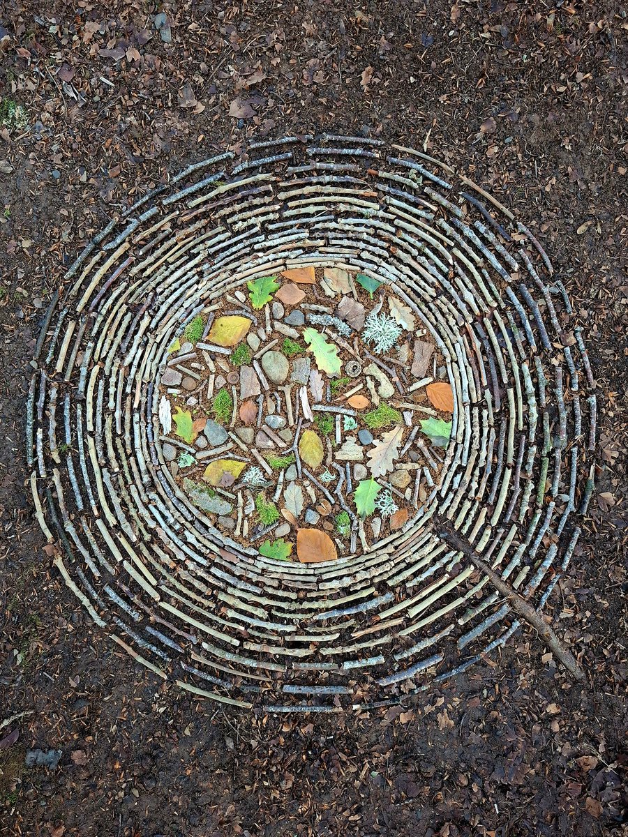 TimPughArtist's tweet photo. Ramsgill Coil. Natural materials. Ramsgill Wood,Cumberland. #hydref #priciaubach #prydd #twigs #soil #brigyn #ffawydd #lliwiaeth #lliw #llifyn #temporary #intervention #coetir #onnen https://t.co/8jq8l0g8dR