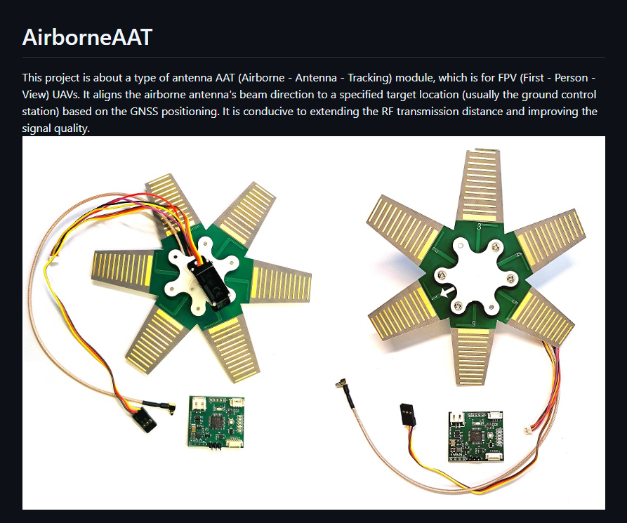 AAT (Airborne-Antenna-Tracking) module for FPV (First-Person-View) UAVs ...