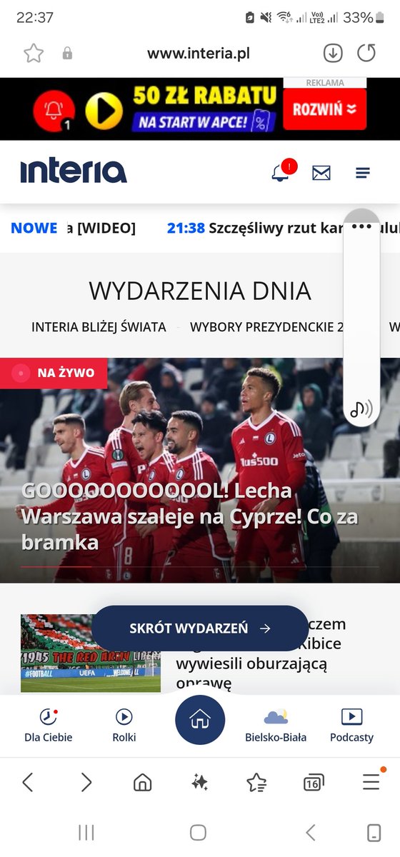 tomasdivius's tweet photo. Chyba jeden z redaktorów @Int_Wydarzenia jest kibicem @LechPoznan. @LegiaWarszawa wychodzi na dwubramkowe prowadzenie. #OmoniaLegia https://t.co/jSzGRpUdQZ