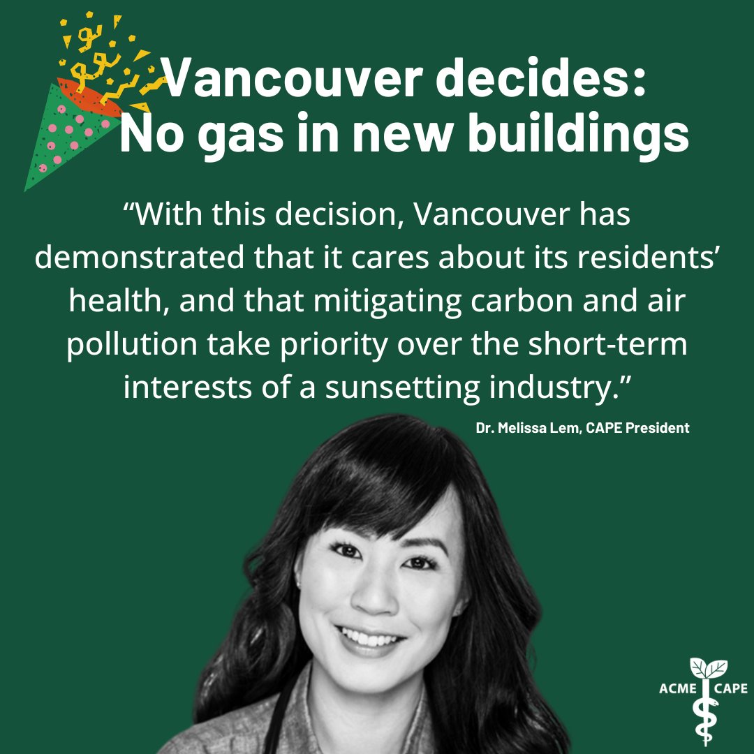 🎉The City of Vancouver has voted to keep gas out of new buildings! 🎉
This is a hard-won victory for health, climate &amp; justice. 🙌

CAPE's offical response here: cape.ca/press_release/…

#VanPoli #ClimateVictory