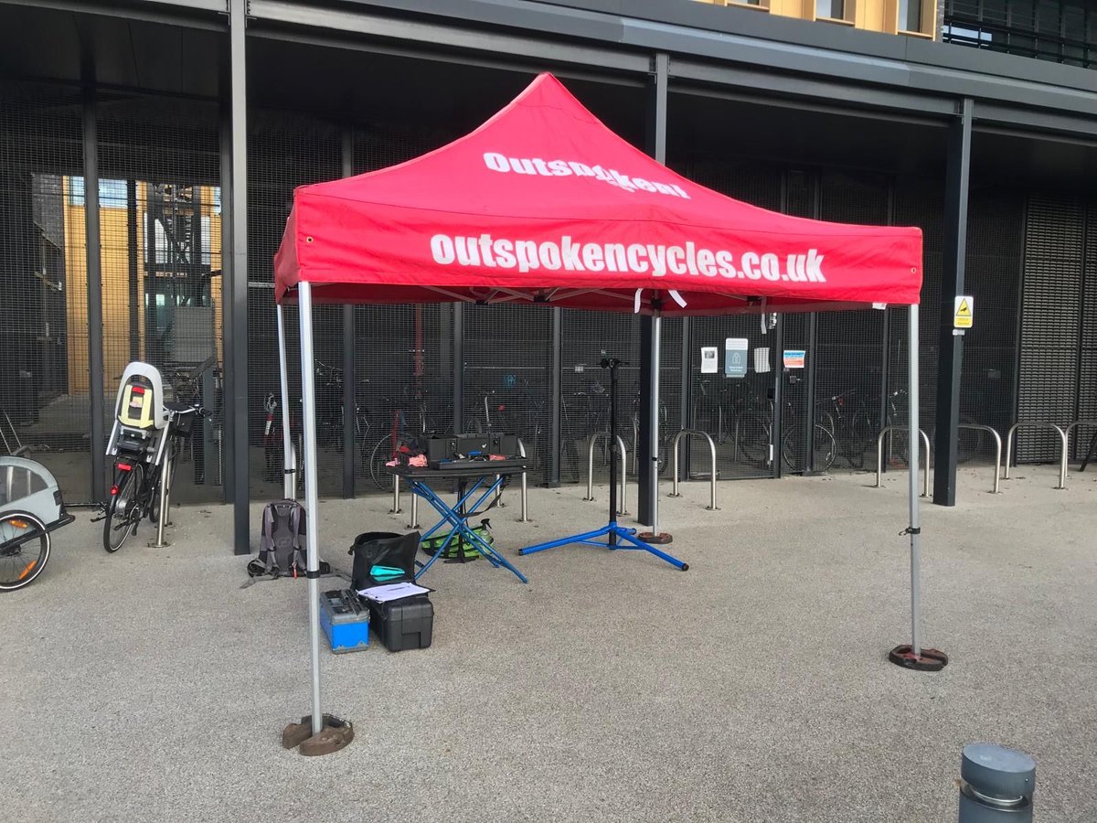 Sean is doing a fantastic job servicing bikes with our mobile Dr. Bike service! 🚲✨
All we need is a space for our marquee &amp; a parking spot.
And we're good to go! As you can see from the pics, we're fully equipped to service bikes while you work. 💼🛠️
buff.ly/3WfsFEM