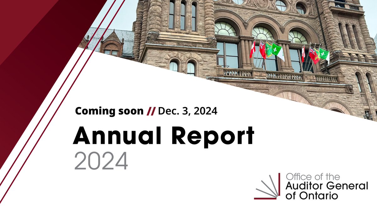 Coming soon: Our Office’s Annual Report 2024 will be tabled on Tuesday, Dec. 3 at 10:30 a.m. Follow us to stay tuned!
#onpoli