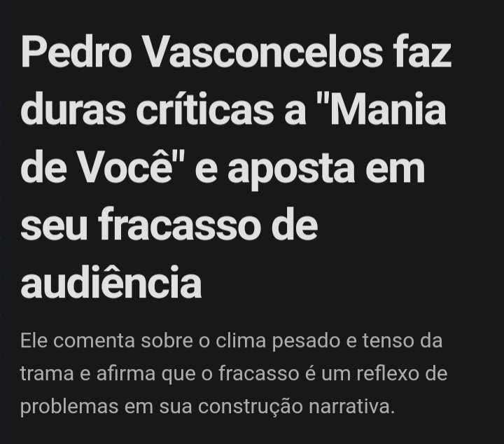 JosAndersonSa12's tweet photo. O Pedro previu o fracasso de #ManiaDeVocê https://t.co/YtGg7VLMY6