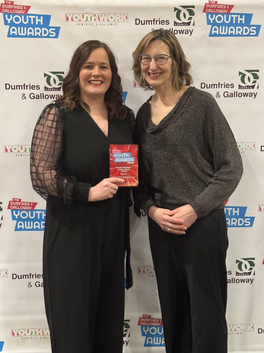 The Youth Worker of the Year (Paid) Award and Youth Worker of the Year (Volunteer or Volunteer Involving Organisation) Award have been presented, and the winners are:
 
⭐️ Nic Todd (Volunteer)

And 

⭐️ Carla Grant (Paid) 
 
#DGYOUTHAWARDS
