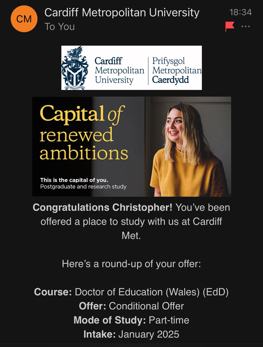 Incredibly proud to have been offered a place on the inaugural class of the National Doctorate for Education (Wales)
<a href="/MichelleSJones1/">Professor Michelle Jones</a> 
<a href="/AlmaHarris1/">Professor Alma Harris</a> 
<a href="/WG_Education/">Welsh Government Education</a> 
<a href="/lynne_neagle/">Lynne Neagle</a>