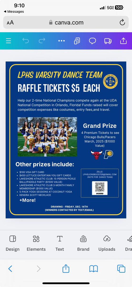 Contact me for details! Lots of great prizes and support My daughter varsity dance team go to Nationals!  5 fir $20 or $5 each.