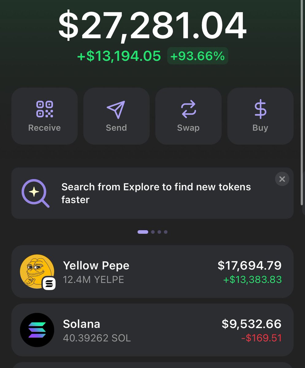 CryptoDayCaller's tweet photo. My $YELPE bag. 0.4 SOL to $18,000 in 3 days.

Laying aside 50% of my $YELPE bag for providing liquidity later to exchanges for the project. Im a whale, I respect the community and like what I see, I even donated $5k in $SOL yesterday to the marketing wallet because I believe we have a gem here. Really wanna see this get listed and grow. 

Let's take this to the moon. 

If you took my call at $30k market cap on stream, you are up around 50x right now.