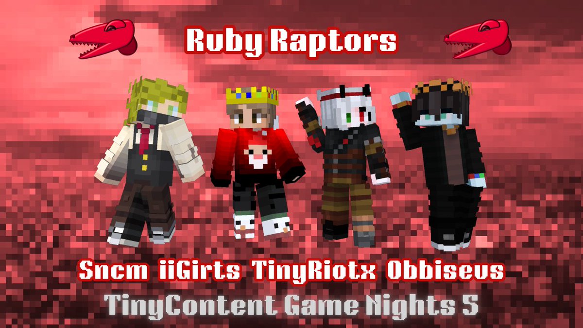 TinyRiotx🎗️ (@tinyriotx_) on Twitter photo So... TCGN teams? :D
Introducing Ruby Raptors for TCGN6!
<a href="/sncmedd/">you got sncmed</a> <a href="/iiGirts/">Girts 🎗️</a> <a href="/TinyRiotx_/">TinyRiotx🎗️</a> and <a href="/obbiseus/">logan obbiseus 🍉 ✧.°•</a> So... TCGN teams? :D
Introducing Ruby Raptors for TCGN6!
<a href="/sncmedd/">you got sncmed</a> <a href="/iiGirts/">Girts 🎗️</a> <a href="/TinyRiotx_/">TinyRiotx🎗️</a> and <a href="/obbiseus/">logan obbiseus 🍉 ✧.°•</a>