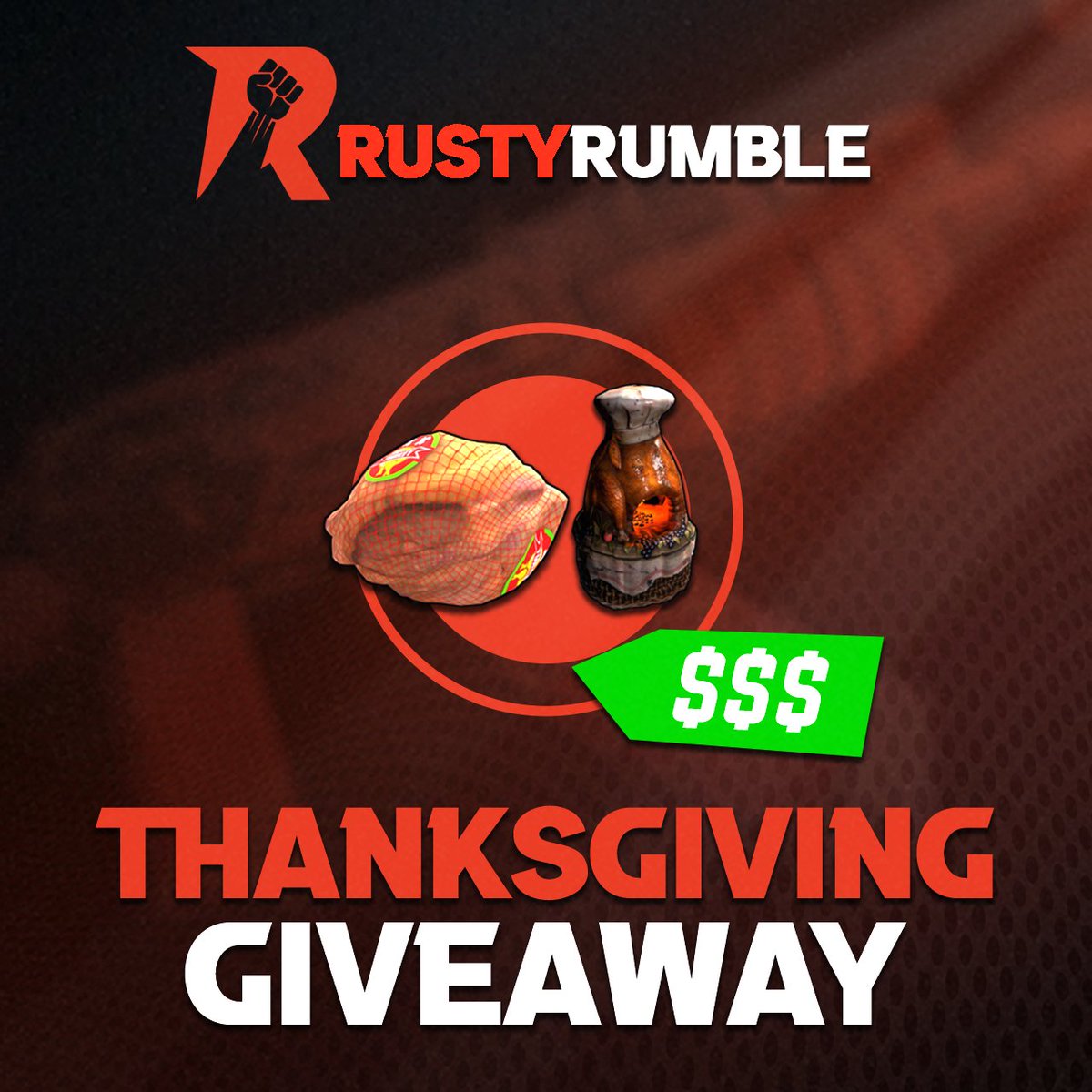 RustyRumble (@rustyrumblecom) on Twitter photo 🔥 RUSTYRUMBLE THANKSGIVING GIVEAWAY 🔥
🎁 Frozen Turkey & Turkey Furnace
➡️ TO ENTER:
✅Follow <a href="/RustyRumblecom/">RustyRumble</a>
✅ Retweet, Tag 2 friends
✅Join Discord.gg/RustyRumble and say "Giveaway"
⏰ Giveaway ends in 72 hours! 🔥 RUSTYRUMBLE THANKSGIVING GIVEAWAY 🔥
🎁 Frozen Turkey & Turkey Furnace
➡️ TO ENTER:
✅Follow <a href="/RustyRumblecom/">RustyRumble</a>
✅ Retweet, Tag 2 friends
✅Join Discord.gg/RustyRumble and say "Giveaway"
⏰ Giveaway ends in 72 hours!