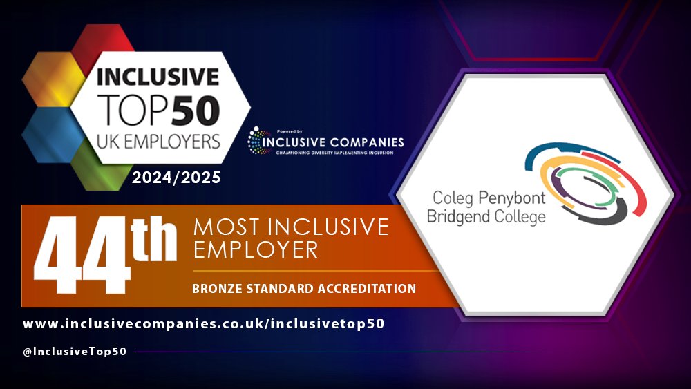 Inclusive Awards / Companies (@inclusiveawards) on Twitter photo Congratulations to <a href="/BridgendCollege/">Coleg Penybont | Bridgend College</a> – You have ranked at #44 on The Inclusive Top 50 UK Employers List 2024/25! #IT50 #IA24 #InclusiveCompanies #InclusiveTop50 Congratulations to <a href="/BridgendCollege/">Coleg Penybont | Bridgend College</a> – You have ranked at #44 on The Inclusive Top 50 UK Employers List 2024/25! #IT50 #IA24 #InclusiveCompanies #InclusiveTop50