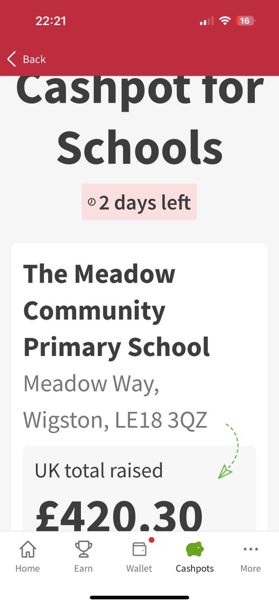 A brilliant effort so far. Only two days left to see how much money we can get in our Asda cash pot.