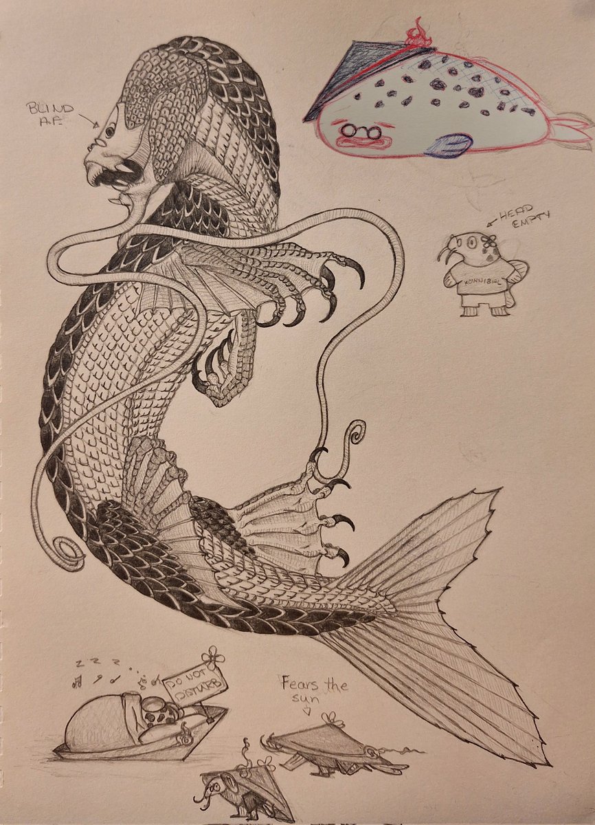 ItzM3Ugh's tweet photo. feeling shy, but here's my #koisona
Usually spend my time trawling the bottom of the pond in my aquatic half-dragon form. The squishy thing on the right is my dehydrated form for easier travel on land, plus a round koi I drew at work while bored.
#Koipanion https://t.co/EW9erho4sb